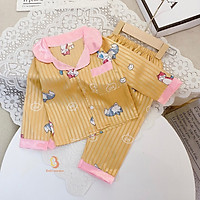 Bộ Lụa Dài Tay Cho Bé Chất Lụa Gấm Hình Báo Size 10-24kg Đồ Bộ Mặc Nhà Babi mama - BPN04