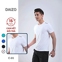Áo thun nam DAZIO trắng cotton mát lạnh, áo T-shirt form SlimFit C-01