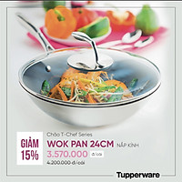 Chảo xào T Chef Series Wok Pan 24cm (nắp kính)
