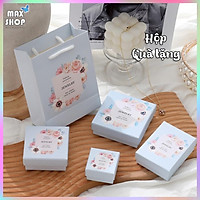 Hộp quà tặng hộp trang sức Màu xanh khung hoa lá nhiều màu sắc chất liệu cao cấp