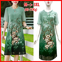 Váy Đầm Trung Niên Dự Tiệc Form Rộng Bigsize Kiểu Đầm Suông In Hoa Đỏ Lớn - THỜI TRANG TRUNG NIÊN ROMI 3314 - XANH CỔ BÈO 3313 - L 53-58KG