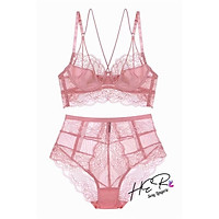 Bộ Đồ Lót Ren Lưới V.I.C Có Gọng Không Đệm Siêu Mỏng Aqua Exotic S078