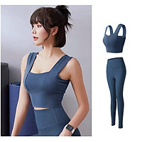 Bộ Đồ Tập Gym, Yoga Nữ 2 Món - Quần Áo Tập Gym Nữ Áo Bra Có Mút Đệm Và Quần Dài