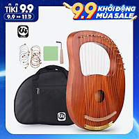 Walter.t WH-16 16-String Wooden Lyre Harp Metal Strings Solid Wood String Instrument with Carry Bag Tuning Wrench