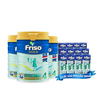 Combo 3 lon sữa Bột Friso Gold 4 850g (Dành Cho Trẻ Từ 2 - 6 Tuổi) + Tặng 3 lốc RDT 180ml