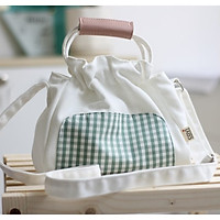 Túi đeo chéo vải canvas phom bầu phối caro thời trang COVI nhiều màu sắc T22
