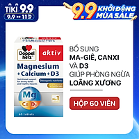 Viên uống bổ sung Canxi phòng ngừa loãng xương Doppelherz Magnesium + Calcium + D3 (Hộp 60 viên)