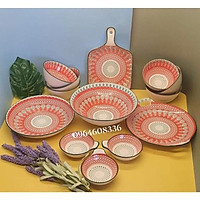 Bộ Bát Đĩa Set Bát Đĩa Decor Chén Dĩa Sứ Ăn Cơm Hoạ Tiết Thổ Cẩm Cao Cấp 13 chi tiết