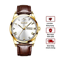 Đồng Hồ Nam OLEVS OL6602 Dây Da Siêu Nhẹ, Siêu Bền, Mặt Đồng Hồ Đính Kim Cương Nhân Tạo Làm Toát Lên Sự Đẳng Cấp , Sang Trọng , Mặt Kính Chống Trầy Xước , Chống Nước 3atm , Kiểu Dáng Năng Động, Phong Cách Lịch Lãm