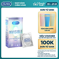 Bao cao su Durex Invisible Extra Thin Extra Lubricated 1 Hộp 10 Bao