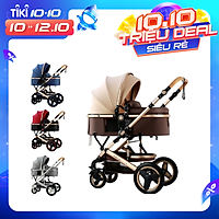 Xe đẩy nôi nằm 2 chiều 3 tư thế cao cấp gấp gọn có mái che giảm sóc cho bé từ sơ sinh khung hợp kim