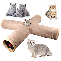 Cat Tunnel Tube for Indoor Cats, Cat Toys 4 Way Collapsible, Kitty Tunnel Cat Pet Toys Peek Hole Toy for Puppy, Kitten, Rabbit