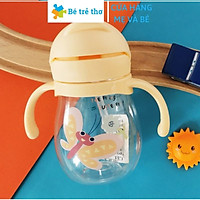 Bình tập uống nước cho bé cute chống sặc, có tay cầm dễ thương, ống hút dung tích 400ml