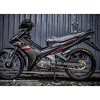 Tem dán dành cho xe máy Exciter 2010 mẫu Spark 135 Xám đen chỉ đỏ Rời
