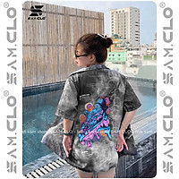 Áo SƠ MI NỮ form rộng in 3D cổ bẻ tay ngắn - lỡ dáng ulzzang freesize unisex mặc cặp, nhóm, lớp rabbit SIGNATURE CHẢY