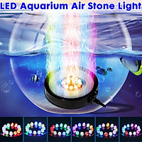 12V LED RGB Aquarium Underwater LED Light Air Bubble Stone Round Multi Color Waterproof LED Light for Fish Tank -- EU plug