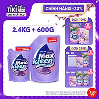 Combo Nước giặt xả Maxkleen Hương Nước Hoa Huyền Diệu: 1 Túi 2.4kg + 1 Túi 600g