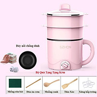 Nồi Lẩu Điện Mini 3 Tầng Cao Cấp, Có Xửng Hấp - Nồi Điện Đa Năng Mini Chống Dính Tiện Lợi, Chiên, Rán, Xào, Hấp, Ủ