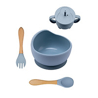 Silicone Cho Bé Bộ Bát Bộ Đồ Ăn Trẻ Em Hút Tấm Cho Bé Ăn Dặm Silicone Bát Ống Hút Chén Dĩa Món Ăn Bộ Đồ Ăn Trẻ Em Bộ