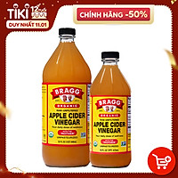 Giấm táo hữu cơ Organic Bragg (1 chai lớn 946ml và 1 chai nhỏ 473ml)