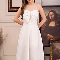 QUẢNG CHÂU Đầm dự tiệc kết ngọc nơ THE BLUE DRESS - Size M/L (kèm ảnh/video thật) MS198V bigsize công c