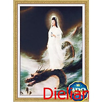 Tranh thêu Quan Âm bạch y cưỡi rồng A1088- kích thước: 55 * 75cm. (TRANH CHƯA LÀM)
