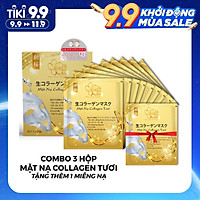 Combo 9 Túi Mặt Nạ Collagen Tươi dưỡng da Nhật Bản chống lão hóa, trắng sáng da và giúp da mềm mịn săn chắc - Tặng 1 Túi Mặt Nạ Collagen