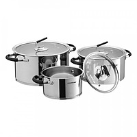 Bộ 3 Nồi Inox 5 Đáy Vung Kính Bếp Từ Sunhouse SH891 (16cm, 20cm, 24cm)