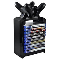 Game Disk Tower Vertical Stand for PS4 Dual Controller Charging Dock Station for 4 PRO Slim
