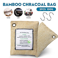 2/4/6/8Pcs 100g Bamboo Charcoal Bags with Hooks Activated Carbon Air Fresh Purifier Deodorizer Formaldehyde Adsorption