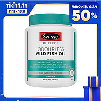 Viên Bổ Sung Omega 3 Không Mùi Swisse Wild Fish Oil 1,000mg Omega 3 - 400 viên (Hàng Nhập Khẩu Từ Úc)
