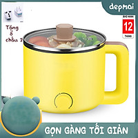 Ca điện đa năng nấu mỳ, lẩu, hấp, luộc,... chống dính công nghệ Hàn Quốc 1,5L QC-DZ2715 ( tặng bộ bát , thìa, muôi )