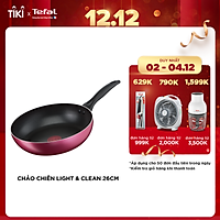 Chảo chiên Tefal Light & Clean B2240596 26cm (Đỏ) - Lớp phủ Titanium - Công nghệ Thermor-spot cảnh báo nhiệt - Hàng chính hãng