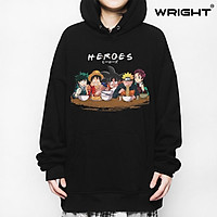 Áo hoodie anime Wright anime naruto H·E·R·O·E·S T-Shirt oversize unisex