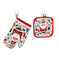 2pcs/set Christmas Baking Anti-Hot Gloves Pad Oven Dining BBQ Kitchen Mat New Year 2020 Navidad Xmas Party Decoration Supplies