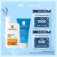 Bộ chống nắng không nhờn rít La Roche-Posay Anthelios Shaka Fluid 50ml & Gel rửa mặt cho da dầu mụn 50ml