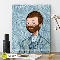 Tranh tô màu 40x50cm có khung chân dung tự họa T987