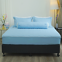 Bộ ga chun chần thêu Hàn Quốc K-bedding by Everon MicroTencel Xanh Nhạt KMTS107 (4 món)