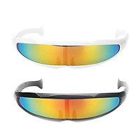 2Pcs Metallic Space Alien Sunglasses Cosplay Narrow Cyclop Eyewear Party Favor