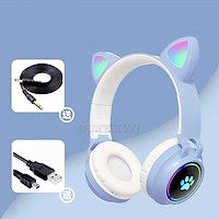 Tai nghe chụp tai bluetooth không dây tai mèo đèn led 7 màu Gutek B30 có mic chống ồn tốt - Hàng Chính Hãng