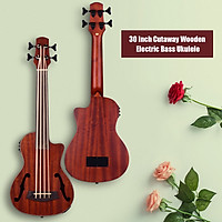 30 Inch Cutaway U-Bass UBass Wooden Electric Acoustic Bass Ukulele Ukelele Built-in EQ Tuner with F Sound Holes