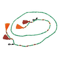 Glass Beads Strand Eyeglass Sun Glasses Cord Tassel Necklace Lake Blue