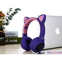 Tai Nghe Mèo Bluetooth Cao Cấp - Tai Nghe Không Dây Có Led Hỗ Trợ FM Thẻ Nhớ - Hàng Chính Hãng