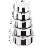 Combo 5 bát inox có nắp đậy