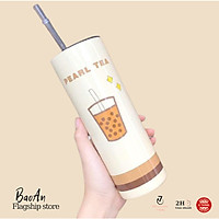 Ly Giữ Nhiệt Inox 650ml Hình Siêu Kute Kèm Túi Đựng BaoAn và Ống Hút - Hàng chính hãng - 4 Mẫu Lựa Chọn