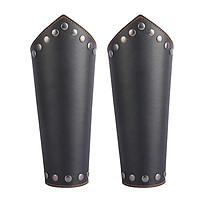 2pcs Leather Gauntlet Unisex Arm Guard Medieval Bracer Costume Props Black