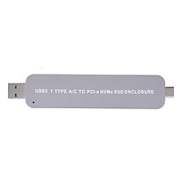 USB 3.1 Type A/C to PCI-e NVMe M.2 SSD Enclosure Adapter Card Portable Hard Drive Enclosure Plug & Play - Silver