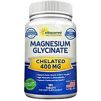 Thực Phẩm Chức Năng Asquared Nutrition Bổ Sung Magnesium Glycinate Chelate Magnesium Bisglycinate Max Strength, Hỗ Trợ Cơ Bắp, Xương Và Tim , Không Biến Đổi Gen Magnesium Glycinate Max Strength Magnesium Bisglycinate Chelate - 180 Viên (400 Mg)