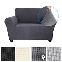 Decdeal Stretch Sofa Cover Anti-Slip Soft Couch Sofa Cover Washable for Living Room Kids Pets 4 Seat Grey