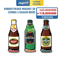 Combo 3 Nam châm Tủ Lạnh Chất Liệu Nhựa Dẻo Tránh Rơi Vỡ Saigonir - Hình 3 Chai Sài Gòn - Quà Lưu Niệm Việt Nam